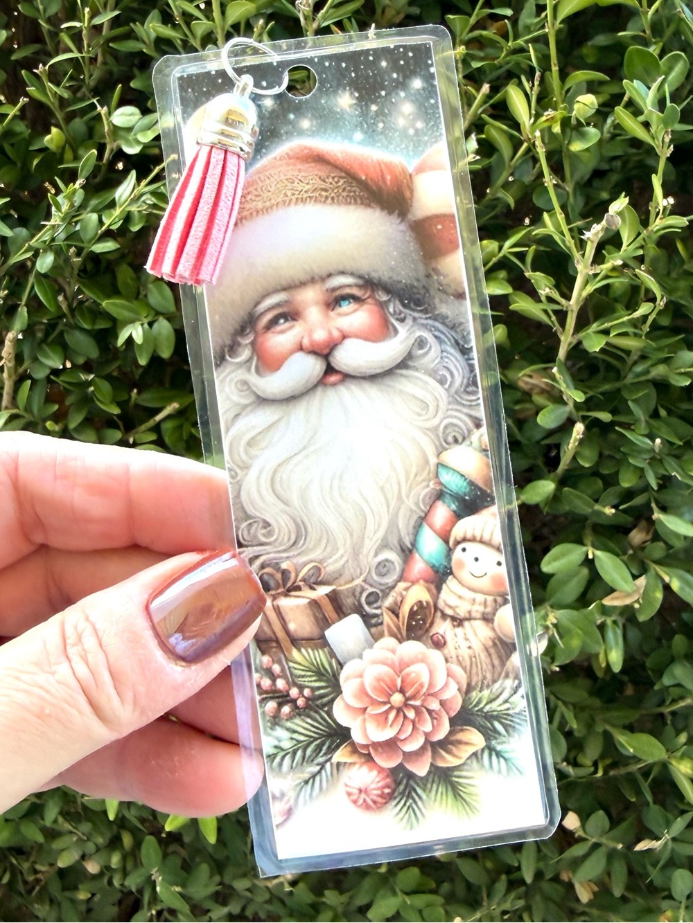 Handmade Vintage Santa Claus Christmas Bookmark – Laminated Holiday Bookmark